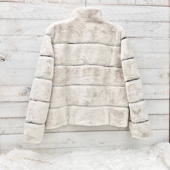 Karl Lagerfield Faux Fur Jacket • Cream • Sz L • NWT - Picture 5 of 16